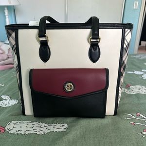 Giani Bernini Mixed Plaid Colorblocked Tote